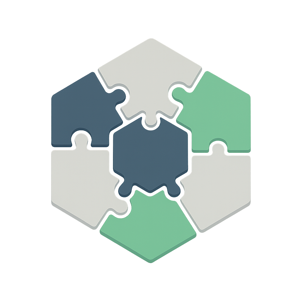 Ilustración de piezas de puzzle encajadas, representando integración y colaboración